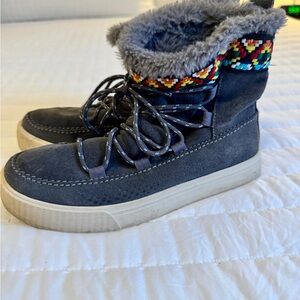 Toms Gray Ankle Boots with Colorful Trim